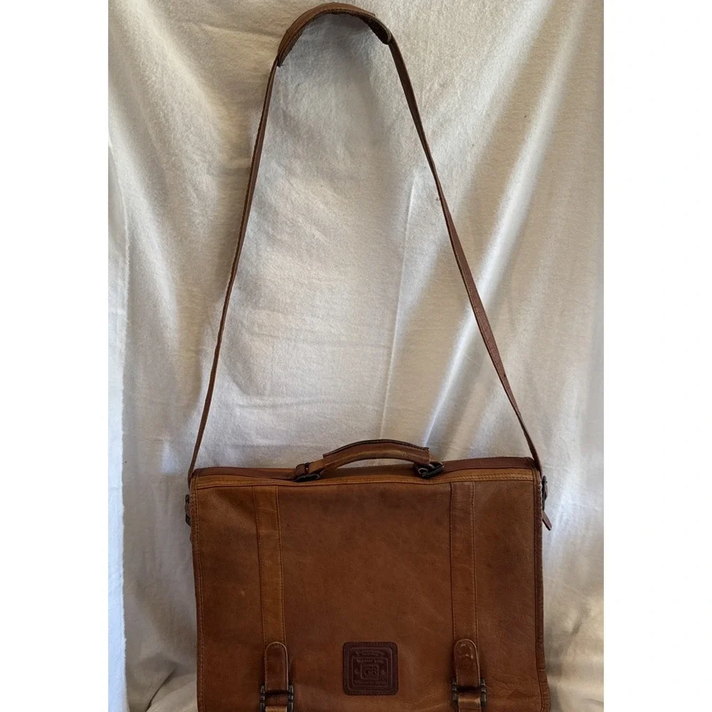 Vintage Geoffrey Beene GB Leather Messenger College Carry On Travel Briefcase